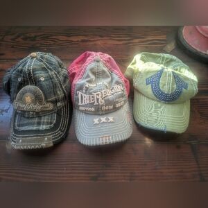 Bundle of 3 True Religion Distressed Trucker Hats